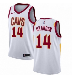 Mens Nike Cleveland Cavaliers 14 Terrell Brandon Authentic White Home NBA Jersey Association Edition 