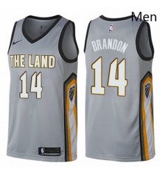 Mens Nike Cleveland Cavaliers 14 Terrell Brandon Swingman Gray NBA Jersey City Edition 