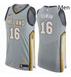 Mens Nike Cleveland Cavaliers 16 Cedi Osman Authentic Gray NBA Jersey City Edition 