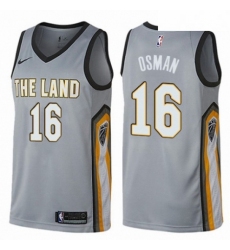 Mens Nike Cleveland Cavaliers 16 Cedi Osman Swingman Gray NBA Jersey City Edition 