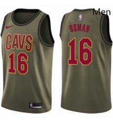 Mens Nike Cleveland Cavaliers 16 Cedi Osman Swingman Green Salute to Service NBA Jersey 