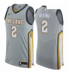 Mens Nike Cleveland Cavaliers 2 Kyrie Irving Authentic Gray NBA Jersey City Edition