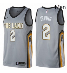 Mens Nike Cleveland Cavaliers 2 Kyrie Irving Swingman Gray NBA Jersey City Edition
