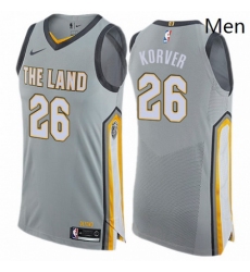 Mens Nike Cleveland Cavaliers 26 Kyle Korver Authentic Gray NBA Jersey City Edition 