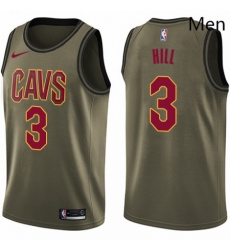 Mens Nike Cleveland Cavaliers 3 George Hill Swingman Green Salute to Service NBA Jersey 