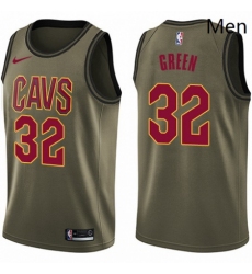 Mens Nike Cleveland Cavaliers 32 Jeff Green Swingman Green Salute to Service NBA Jersey 