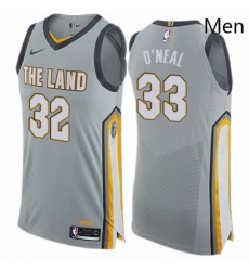 Mens Nike Cleveland Cavaliers 33 Shaquille ONeal Authentic Gray NBA Jersey City Edition
