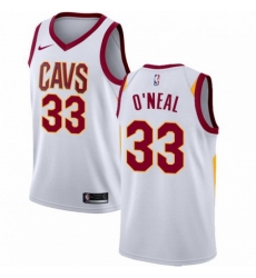 Mens Nike Cleveland Cavaliers 33 Shaquille ONeal Authentic White Home NBA Jersey Association Edition