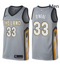 Mens Nike Cleveland Cavaliers 33 Shaquille ONeal Swingman Gray NBA Jersey City Edition