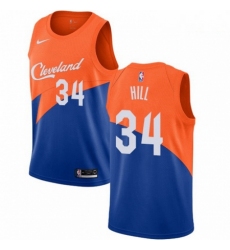 Mens Nike Cleveland Cavaliers 34 Tyrone Hill Swingman Blue NBA Jersey City Edition