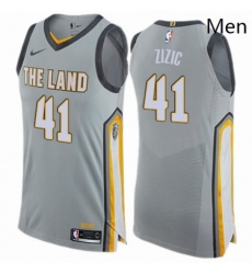 Mens Nike Cleveland Cavaliers 41 Ante Zizic Authentic Gray NBA Jersey City Edition 