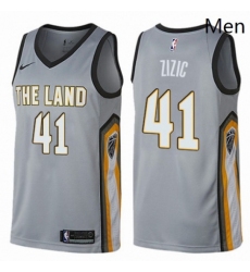 Mens Nike Cleveland Cavaliers 41 Ante Zizic Swingman Gray NBA Jersey City Edition 