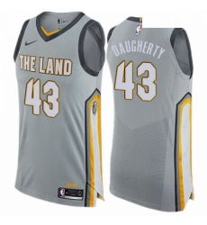 Mens Nike Cleveland Cavaliers 43 Brad Daugherty Authentic Gray NBA Jersey City Edition