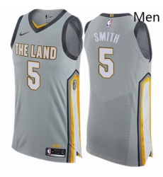 Mens Nike Cleveland Cavaliers 5 JR Smith Authentic Gray NBA Jersey City Edition