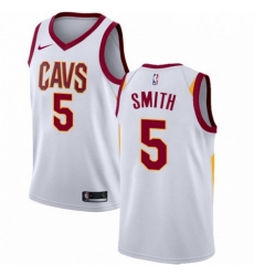 Mens Nike Cleveland Cavaliers 5 JR Smith Swingman White Home NBA Jersey Association Edition