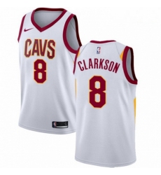 Mens Nike Cleveland Cavaliers 8 Jordan Clarkson Authentic White NBA Jersey Association Edition 