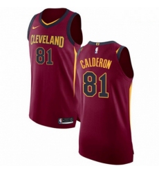 Mens Nike Cleveland Cavaliers 81 Jose Calderon Authentic Maroon Road NBA Jersey Icon Edition 