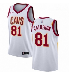 Mens Nike Cleveland Cavaliers 81 Jose Calderon Authentic White Home NBA Jersey Association Edition 