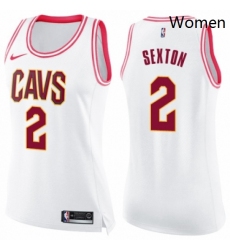Womens Nike Cleveland Cavaliers 2 Collin Sexton Swingman WhitePink Fashion NBA Jersey 
