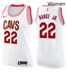 Womens Nike Cleveland Cavaliers 22 Larry Nance Jr Swingman WhitePink Fashion NBA Jersey 
