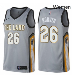 Womens Nike Cleveland Cavaliers 26 Kyle Korver Swingman Gray NBA Jersey City Edition 