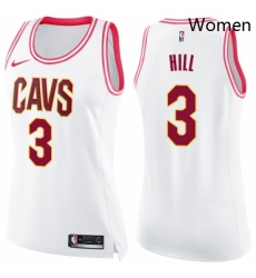 Womens Nike Cleveland Cavaliers 3 George Hill Swingman WhitePink Fashion NBA Jersey 