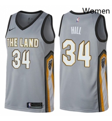 Womens Nike Cleveland Cavaliers 34 Tyrone Hill Swingman Gray NBA Jersey City Edition