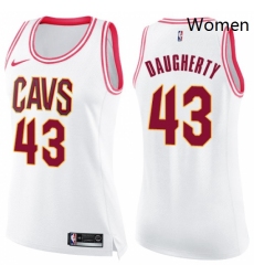 Womens Nike Cleveland Cavaliers 43 Brad Daugherty Swingman WhitePink Fashion NBA Jersey