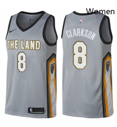 Womens Nike Cleveland Cavaliers 8 Jordan Clarkson Swingman Gray NBA Jersey City Edition 
