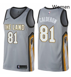 Womens Nike Cleveland Cavaliers 81 Jose Calderon Swingman Gray NBA Jersey City Edition 