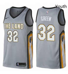 Youth Nike Cleveland Cavaliers 32 Jeff Green Swingman Gray NBA Jersey City Edition 