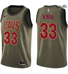 Youth Nike Cleveland Cavaliers 33 Shaquille ONeal Swingman Green Salute to Service NBA Jersey