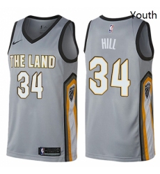 Youth Nike Cleveland Cavaliers 34 Tyrone Hill Swingman Gray NBA Jersey City Edition
