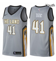 Youth Nike Cleveland Cavaliers 41 Ante Zizic Swingman Gray NBA Jersey City Edition 