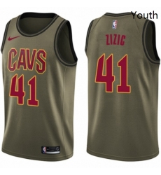 Youth Nike Cleveland Cavaliers 41 Ante Zizic Swingman Green Salute to Service NBA Jersey 