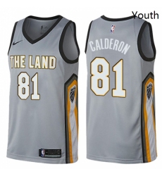 Youth Nike Cleveland Cavaliers 81 Jose Calderon Swingman Gray NBA Jersey City Edition 