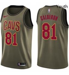Youth Nike Cleveland Cavaliers 81 Jose Calderon Swingman Green Salute to Service NBA Jersey 
