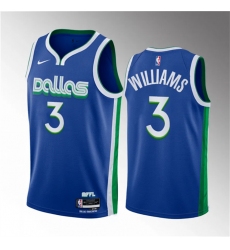 Men Dallas Mavericks 3 Grant Williams Blue City Edition Stitched Basketball Jersey