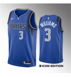 Men Dallas Mavericks 3 Grant Williams Blue Icon Edition Stitched Basketball Jersey