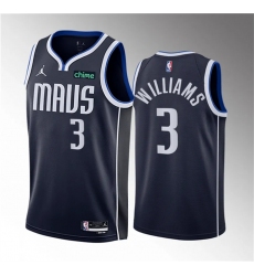 Men Dallas Mavericks 3 Grant Williams Navy Statement Edition Stitched Basketball Jersey