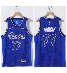 Men Dallas Mavericks 77 Luka Doncic Blue Stitched Basketball Jersey