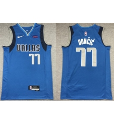 Men Dallas Mavericks Luka Doncic #77 75th Anniversary Swingman Blue Stitched Basketball Jersey
