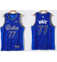 Men Dallas Mavericks Luka Doncic 77 Blue 2021 2022 Fashion Nike Stitched Jersey