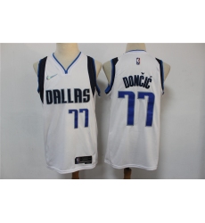 Men Dallas Mavericks Luka Dončić 77 White 75th Anniversary Nike Stitched Jersey