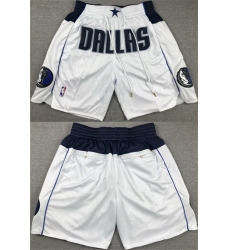 Men Dallas Mavericks White Shorts  28Run Small 29