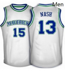 Mens Adidas Dallas Mavericks 13 Steve Nash Authentic White Throwback NBA Jersey