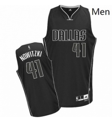 Mens Adidas Dallas Mavericks 41 Dirk Nowitzki Authentic BlackWhite Fashion NBA Jersey