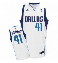 Mens Adidas Dallas Mavericks 41 Dirk Nowitzki Swingman White Home NBA Jersey