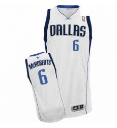 Mens Adidas Dallas Mavericks 6 Josh McRoberts Authentic White Home NBA Jersey 