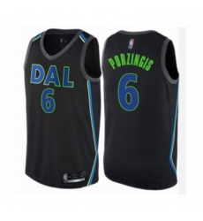 Mens Dallas Mavericks 6 Kristaps Porzingis Authentic Black Basketball Jersey City Edition 